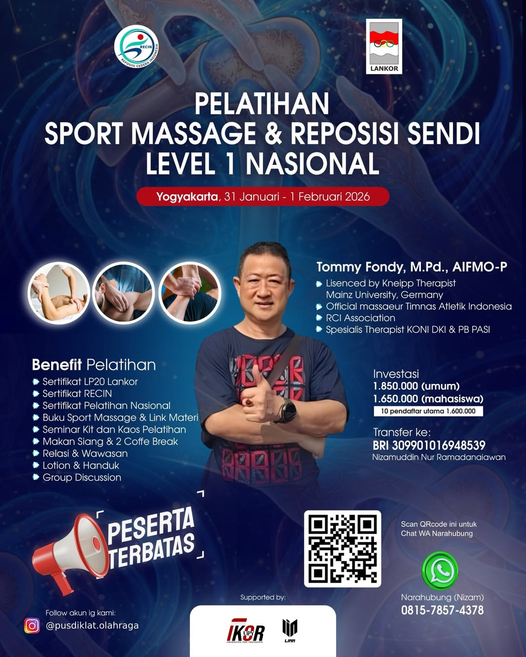 ✨ pelati han sport massage & reposisi sendilevel 1 nasional ✨tingkatkan kompetensi dan profesion