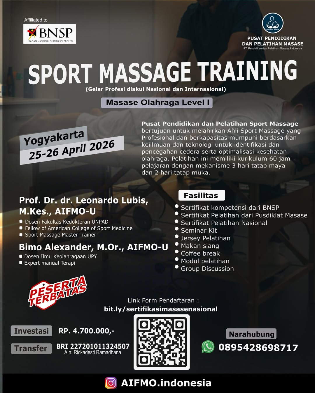 ✨sport massage training – level i✨(gelar profesi diakui nasional & internasional)tingkatkan komp